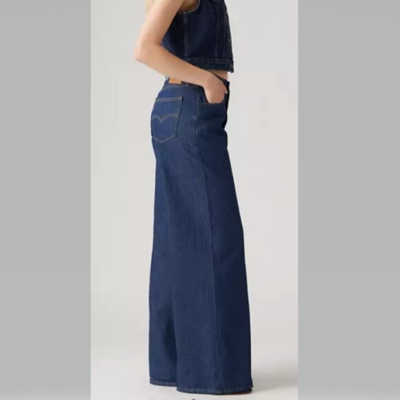 Levis Premium Baggy Dad Wide Leg Jeans Dark Wash Lets Get Lost Again NWT - Picture 3 of 6